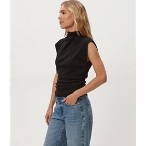 Michael Stars Amara Power Shoulder Tee, Sz. M, Black, NWOT